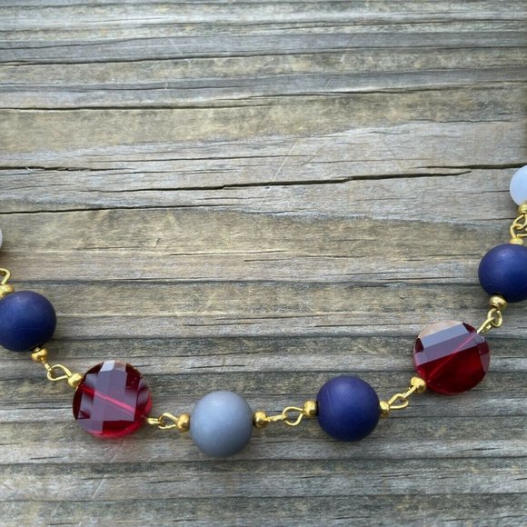 Nordstrom Women Necklace 18K Gold Plated Multi Color Beads Ladies Jewelry New - Picture 7 of 12